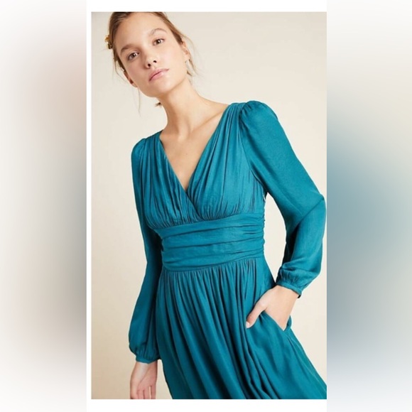 🌺Anthropologie Teal Color Dress - Picture 1 of 16
